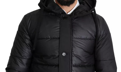 Dolce &amp; Gabbana – Schwarze Pufferjacke aus Polyester mit Kapuze für Herren