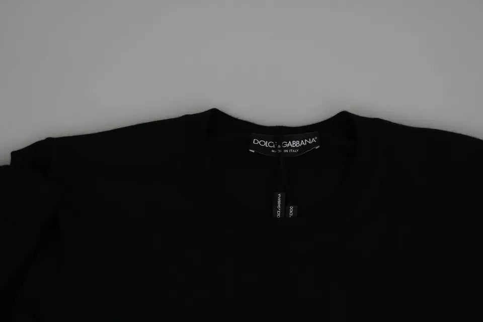 Dolce &amp; Gabbana – Schwarzes Kaschmir-Sweatshirt mit Rundhalsausschnitt