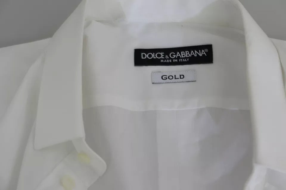 Dolce &amp; Gabbana Weißes Baumwoll-Oberteil mit GOLD-Print