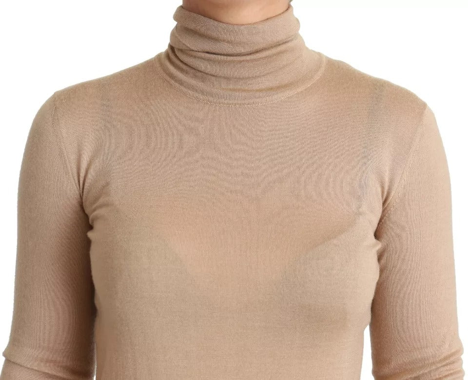 Dolce &amp; Gabbana Beige Rollkragenpullover aus Kaschmir-Seide