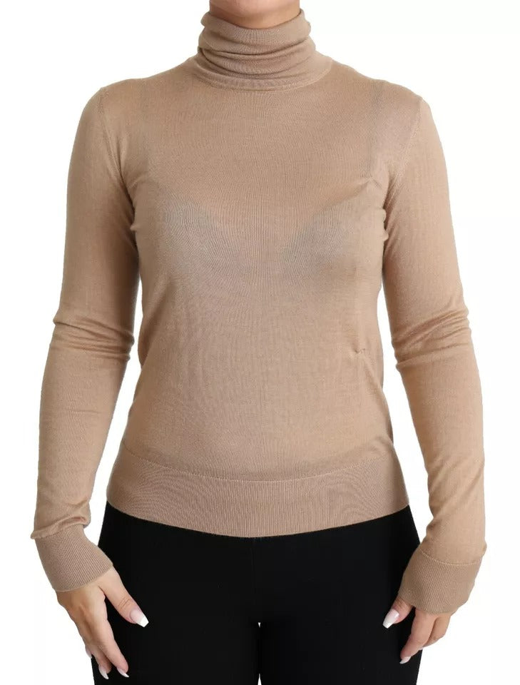 Dolce &amp; Gabbana Beige Rollkragenpullover aus Kaschmir-Seide