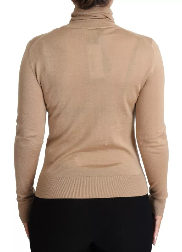 Dolce &amp; Gabbana Beige Rollkragenpullover aus Kaschmir-Seide