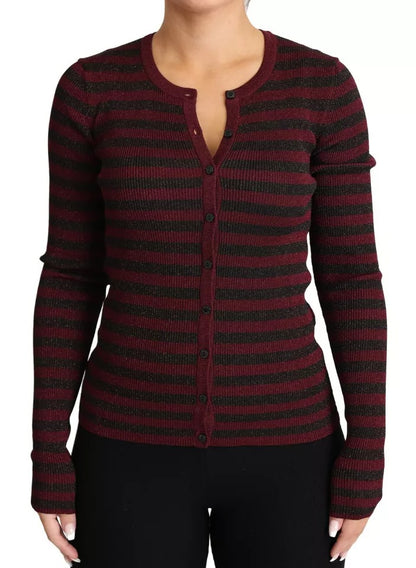 Dolce &amp; Gabbana Schwarz-Rot gestreifter Damen-Cardigan