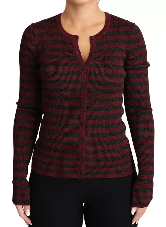 Dolce &amp; Gabbana Schwarz-Rot gestreifter Damen-Cardigan