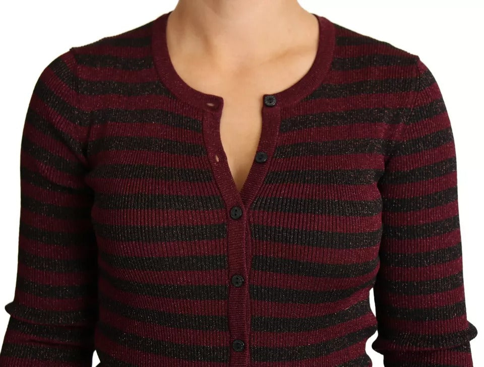 Dolce &amp; Gabbana Schwarz-Rot gestreifter Damen-Cardigan