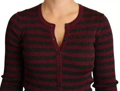 Dolce &amp; Gabbana Schwarz-Rot gestreifter Damen-Cardigan
