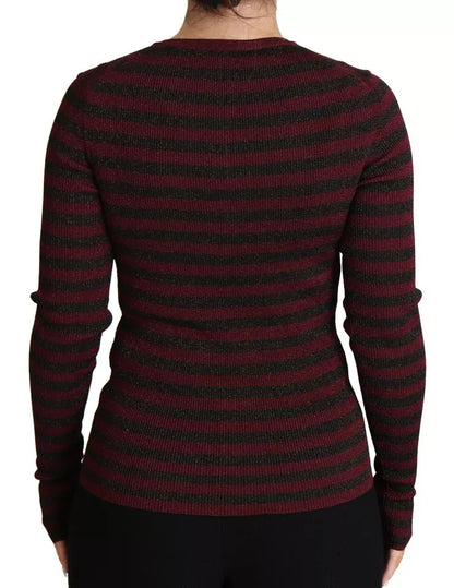 Dolce &amp; Gabbana Schwarz-Rot gestreifter Damen-Cardigan