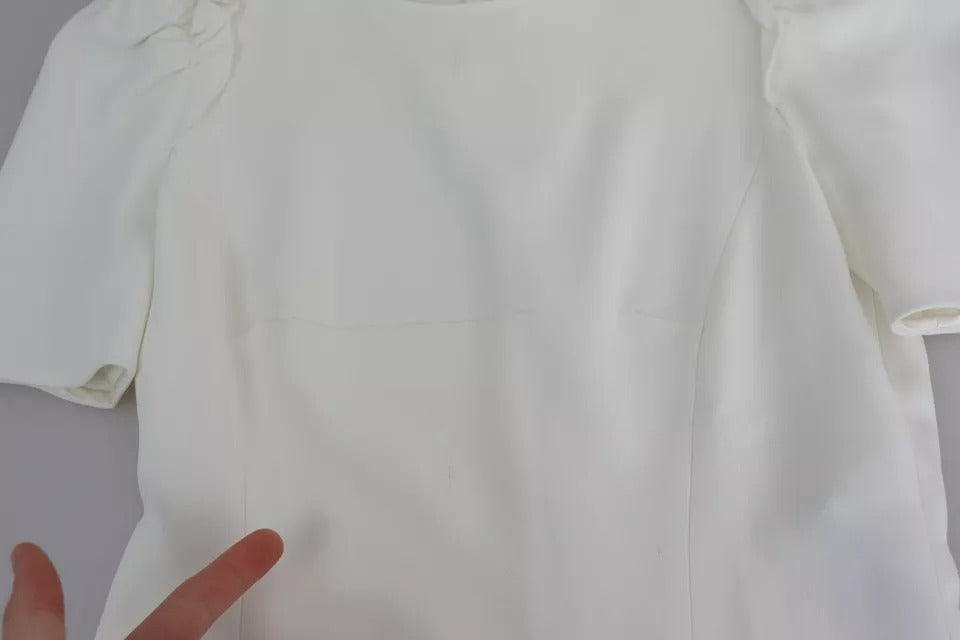 Dolce &amp; Gabbana – Blusenoberteil aus Viskose-Stretch in Weiß mit kurzen Ärmeln