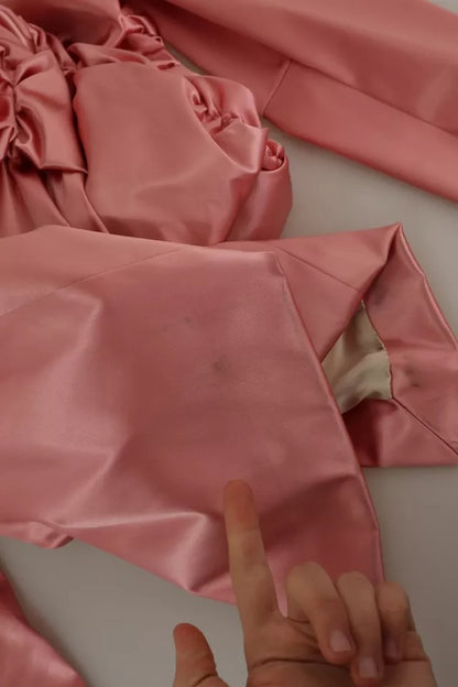 Dolce &amp; Gabbana – Rosafarbenes, figurbetontes Midikleid mit langen Ärmeln