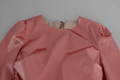 Dolce &amp; Gabbana – Rosafarbenes, figurbetontes Midikleid mit langen Ärmeln