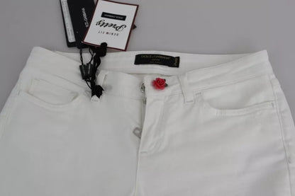 Dolce &amp; Gabbana – Weiße, zerrissene Jeans aus Baumwolle im Pretty Fit
