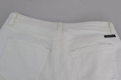 Dolce &amp; Gabbana – Weiße, zerrissene Jeans aus Baumwolle im Pretty Fit