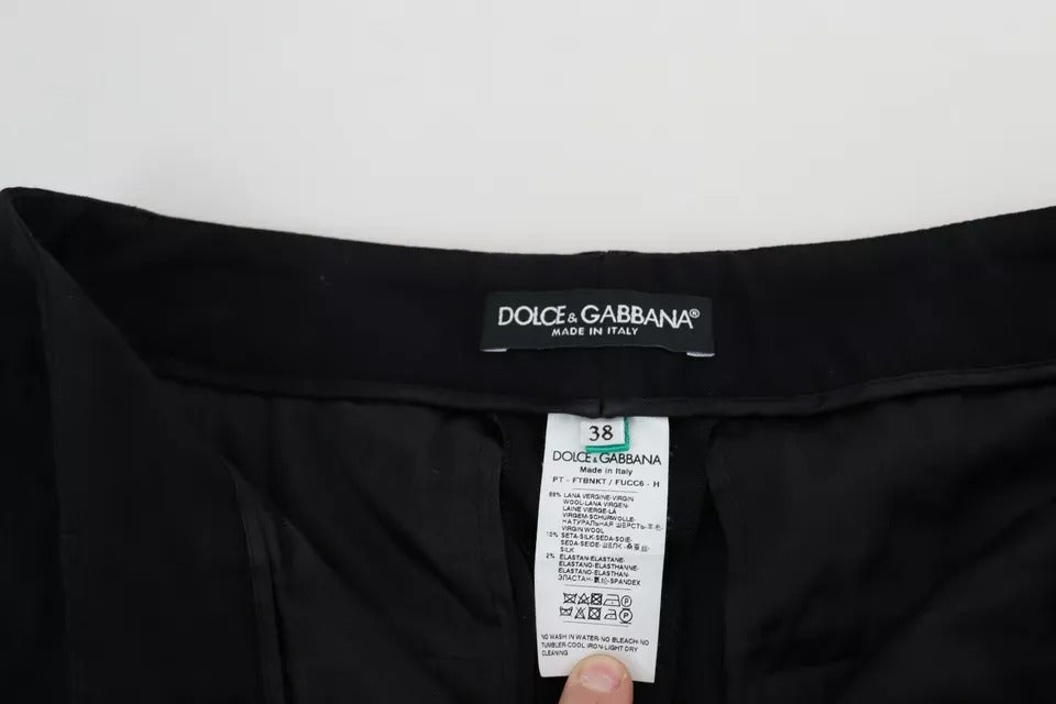Dolce &amp; Gabbana – Enge Hose aus Stretch-Schurwolle in Schwarz