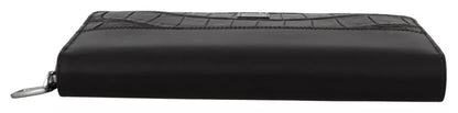 Dolce &amp; Gabbana – Continental-Clutch aus exotischem Leder mit Rundum-Reißverschluss in Braun