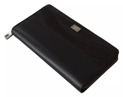 Dolce &amp; Gabbana – Continental-Clutch aus exotischem Leder mit Rundum-Reißverschluss in Braun