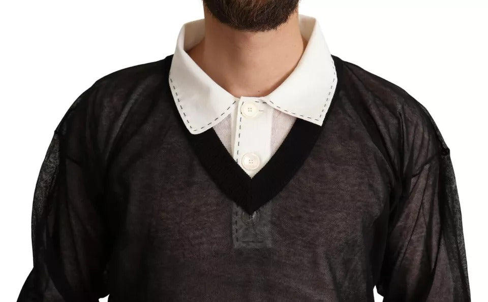 Dolce &amp; Gabbana Schwarz-Weiß-Hemd Einteiliger Pullover
