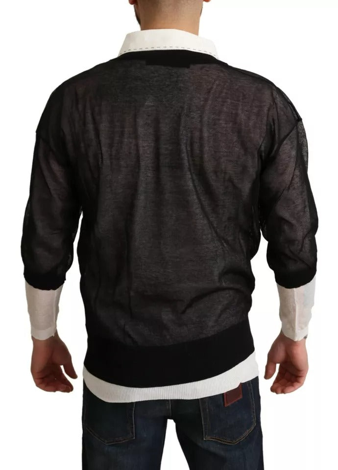 Dolce &amp; Gabbana Schwarz-Weiß-Hemd Einteiliger Pullover
