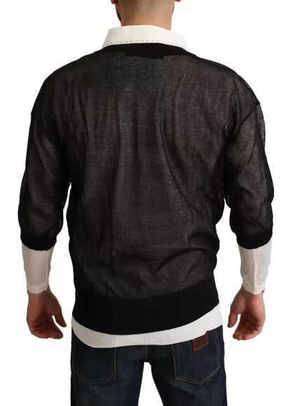 Dolce &amp; Gabbana Schwarz-Weiß-Hemd Einteiliger Pullover