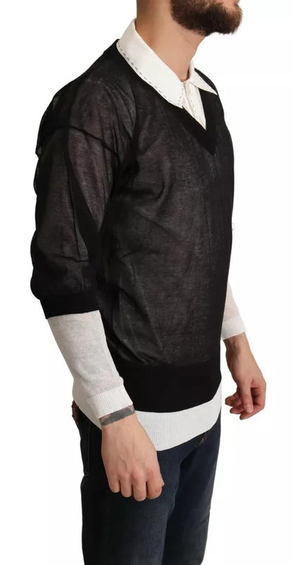 Dolce &amp; Gabbana Schwarz-Weiß-Hemd Einteiliger Pullover