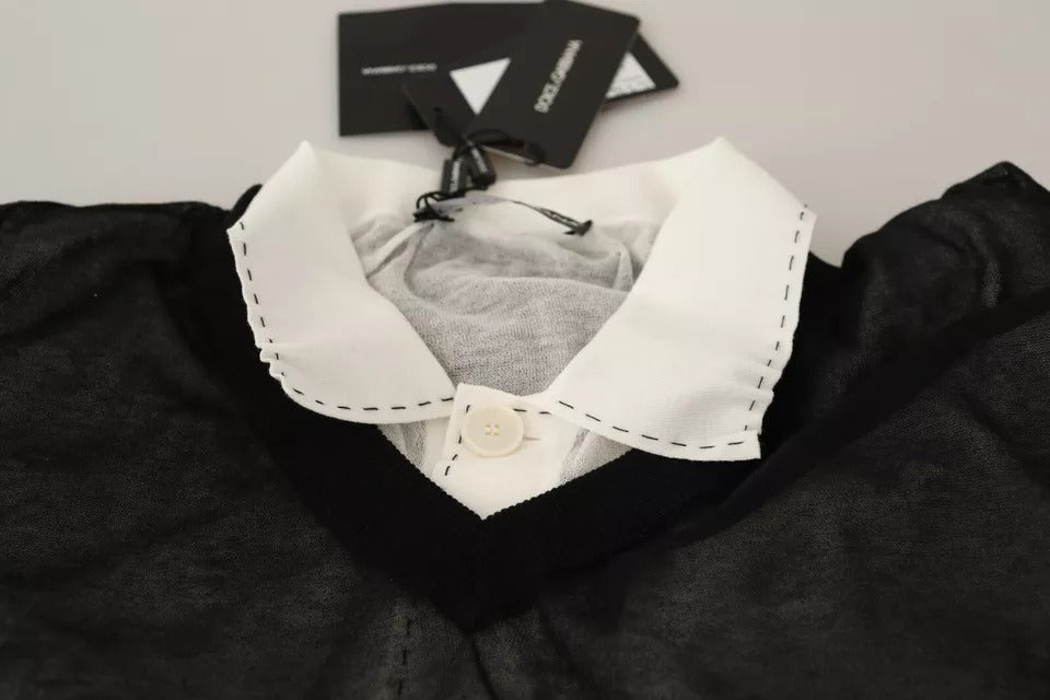 Dolce &amp; Gabbana Schwarz-Weiß-Hemd Einteiliger Pullover