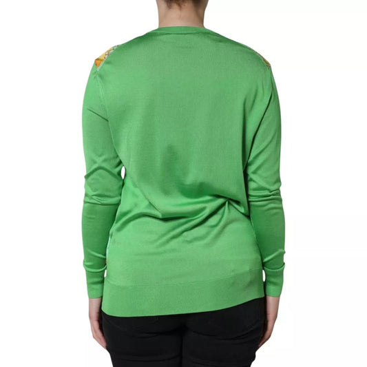 Dolce &amp; Gabbana – Langärmliger Pullover „Granita Al Limone“ aus grüner Seide