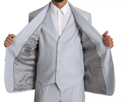 Dolce &amp; Gabbana Hellblauer 3-teiliger Anzug aus Wolle SICILIA