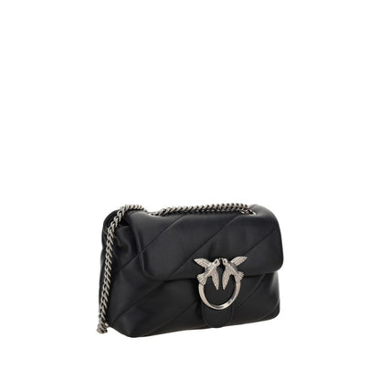 PINKO Black Calf Leather Bos Taurus Shoulder Bag