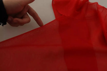 Dolce &amp; Gabbana Orangefarbener halbtransparenter Blusenpullover