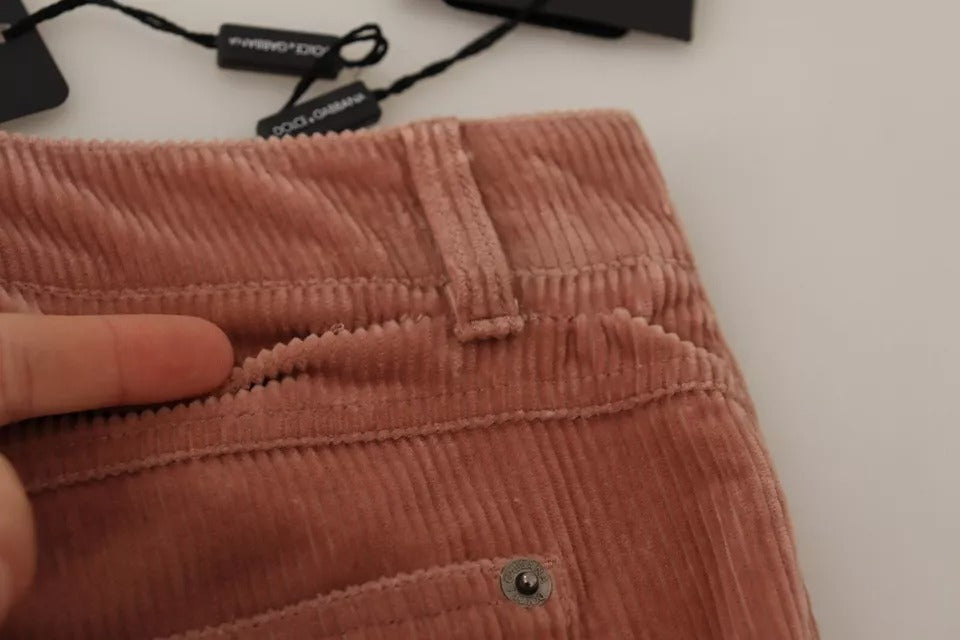 Dolce &amp; Gabbana – Rosafarbene Skinny-Jeans aus Baumwollcord