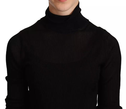 Dolce &amp; Gabbana – Schwarzer Rollkragenpullover in Slim Fit