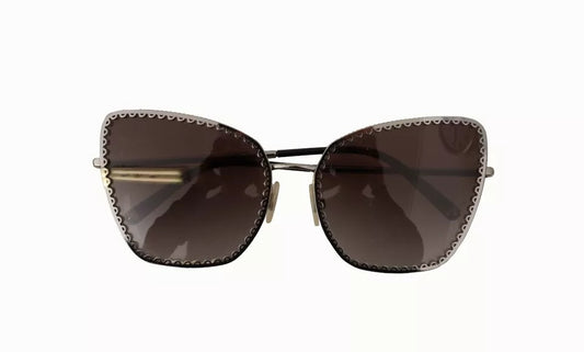 Dolce &amp; Gabbana DG2212 – Sonnenbrille mit ovalem Metallrahmen und Spitzenlogo in Schwarz und Silber