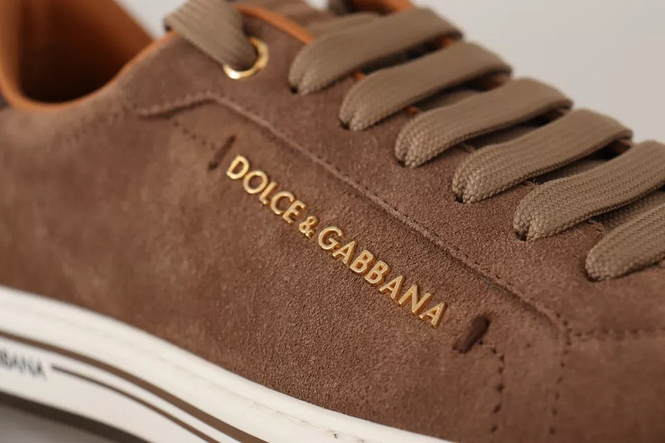 Dolce &amp; Gabbana – Niedrige Sneakers aus Wildleder in Braun mit Logo Herren Schuhe