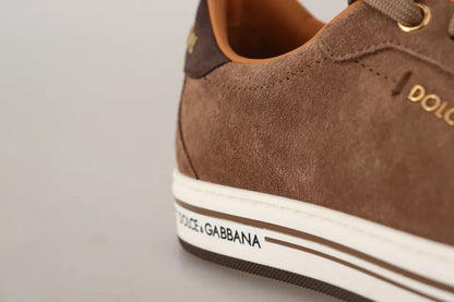 Dolce &amp; Gabbana – Niedrige Sneakers aus Wildleder in Braun mit Logo Herren Schuhe