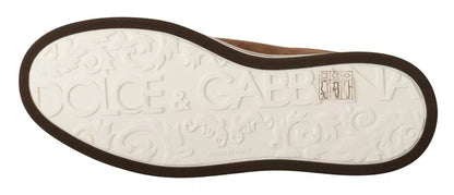 Dolce &amp; Gabbana – Niedrige Sneakers aus Wildleder in Braun mit Logo Herren Schuhe