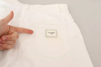 Dolce &amp; Gabbana – Weiße Bootcut-Jeans „MONICA“ aus Baumwolldenim