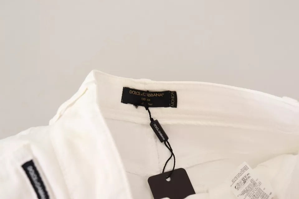 Dolce &amp; Gabbana – Weiße Bootcut-Jeans „MONICA“ aus Baumwolldenim