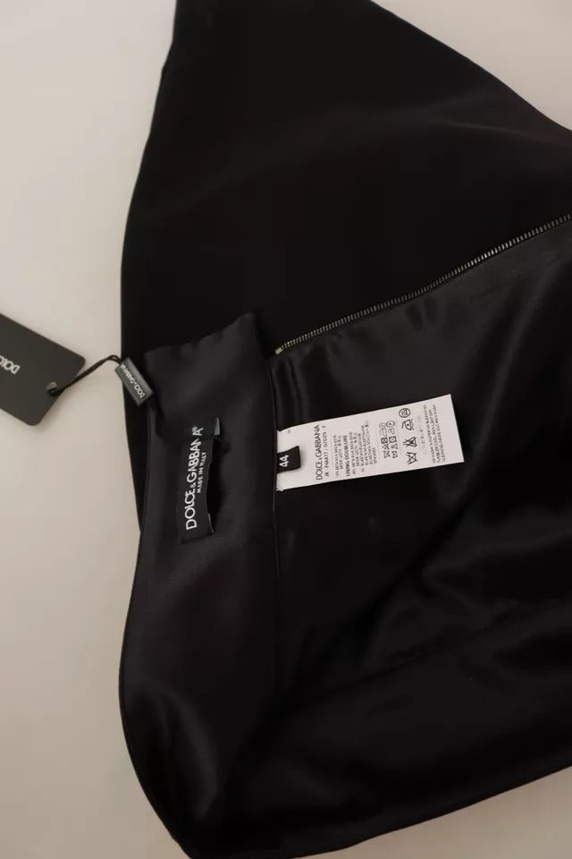 Dolce &amp; Gabbana – Schwarzer Mini-Bleistiftrock aus Seide mit hoher Taille