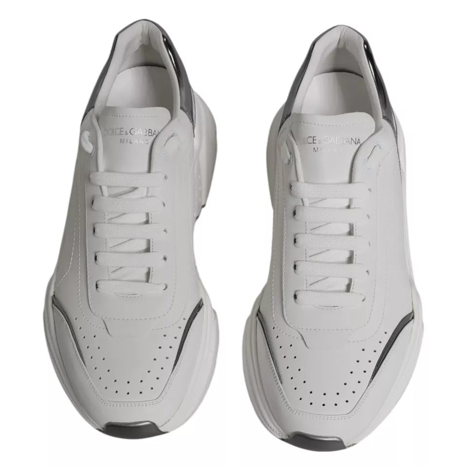 Dolce &amp; Gabbana DAYMASTER Sneakers aus Leder in Weiß und Silber Herren Schuhe