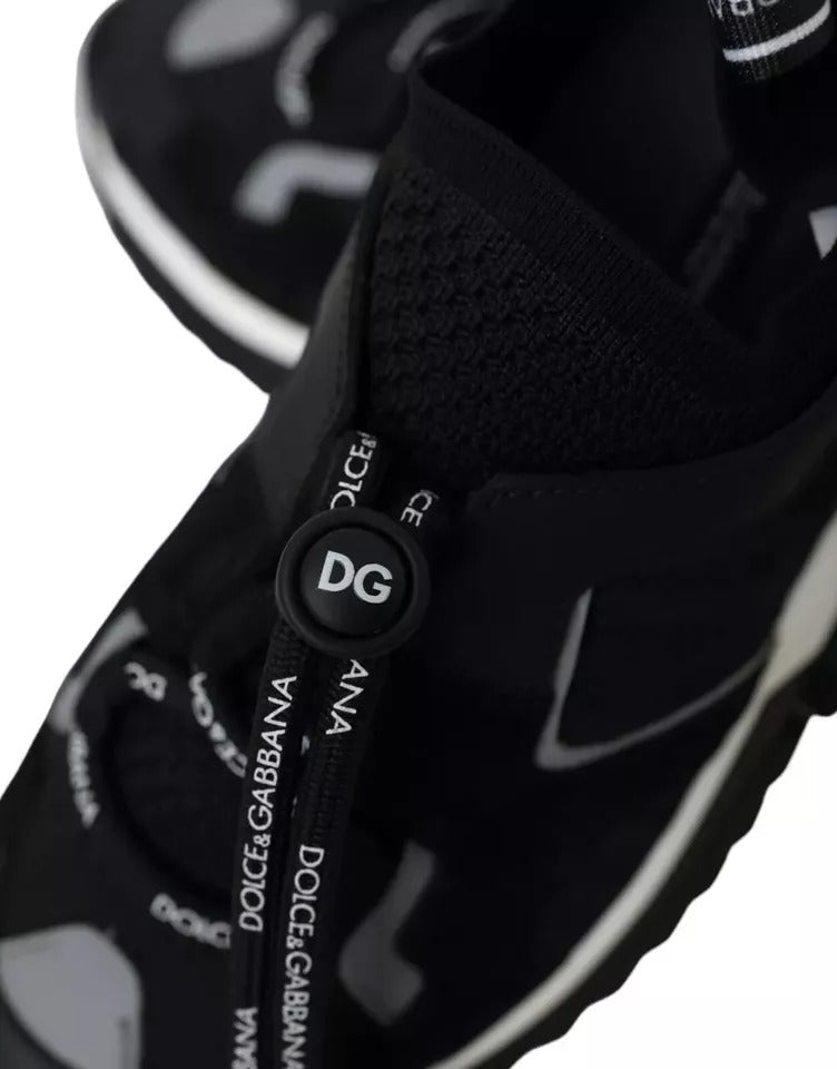 Dolce &amp; Gabbana Schwarz Weiß Logo Sorrento Herren Sneakers Schuhe