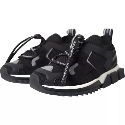 Dolce &amp; Gabbana Schwarz Weiß Logo Sorrento Herren Sneakers Schuhe