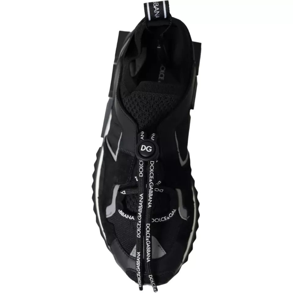 Dolce &amp; Gabbana Schwarz Weiß Logo Sorrento Herren Sneakers Schuhe