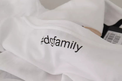 Dolce &amp; Gabbana Weißes Baumwoll-T-Shirt mit #DGFamily-Patch