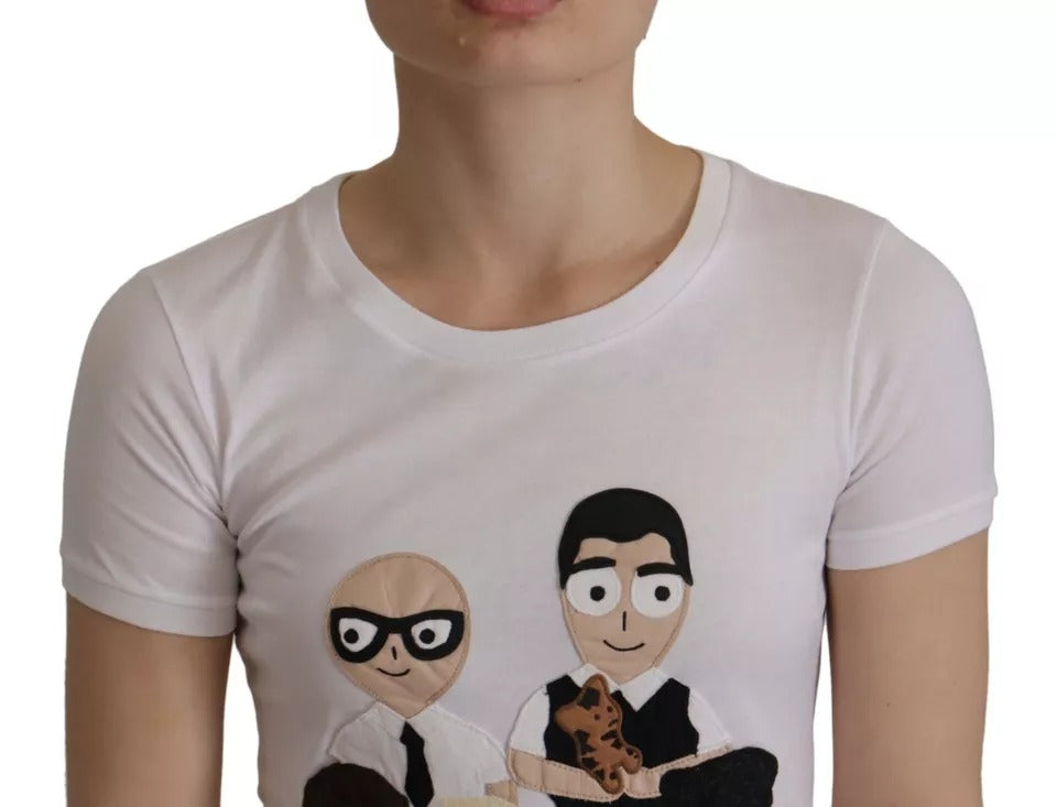 Dolce &amp; Gabbana Weißes Baumwoll-T-Shirt mit #DGFamily-Patch