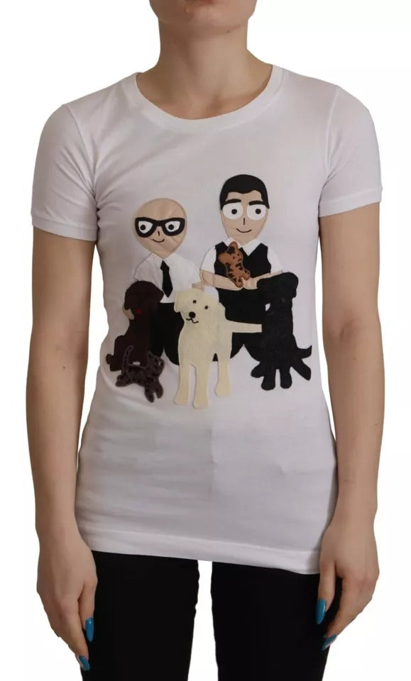 Dolce &amp; Gabbana Weißes Baumwoll-T-Shirt mit #DGFamily-Patch