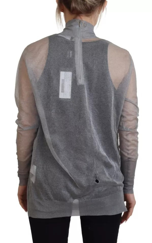 Dolce &amp; Gabbana Grauer durchsichtiger Rollkragenpullover