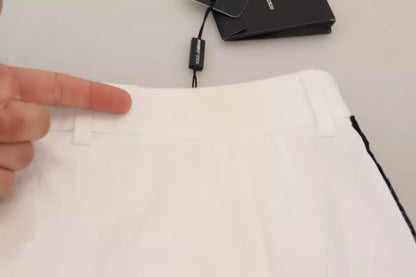 Dolce &amp; Gabbana – Weiße Hose aus Jacquard-Baumwollmischung mit mittlerer Taille