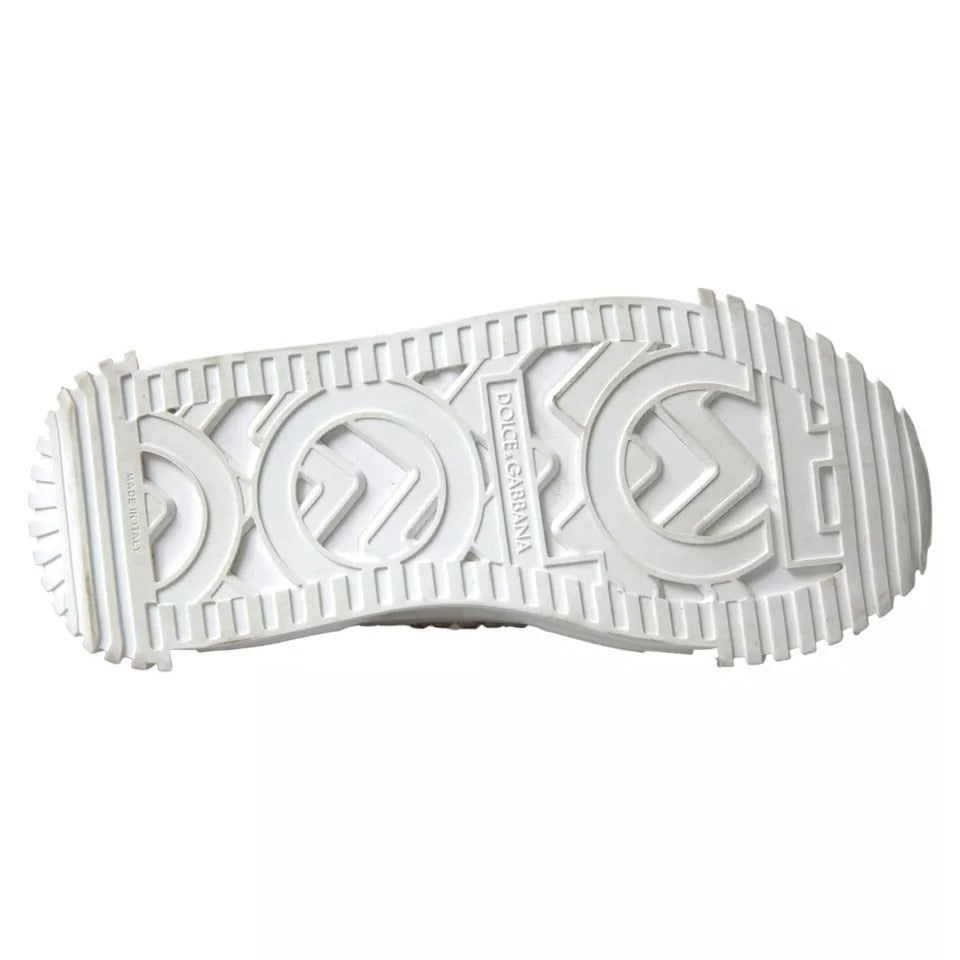 Dolce &amp; Gabbana – Weiße NS1-Sneakers aus Canvas und Leder mit Verzierung