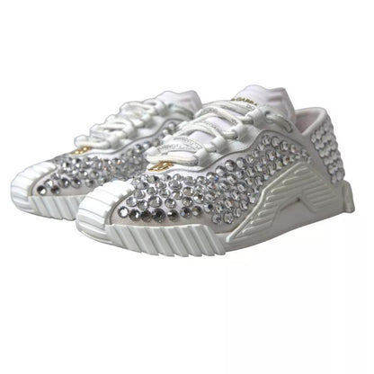 Dolce &amp; Gabbana – Weiße NS1-Sneakers aus Canvas und Leder mit Verzierung