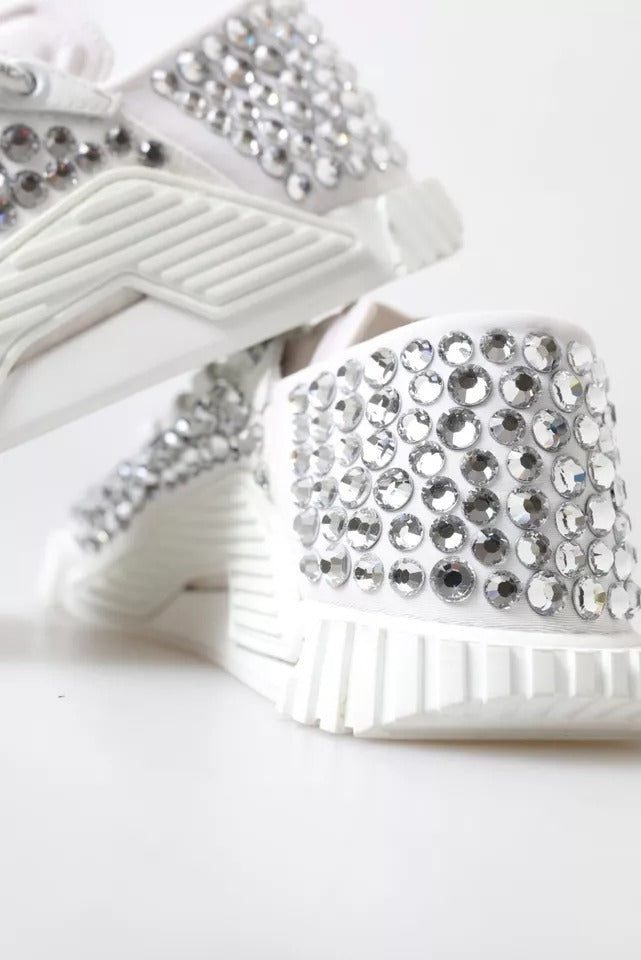 Dolce &amp; Gabbana – Weiße NS1-Sneakers aus Canvas und Leder mit Verzierung