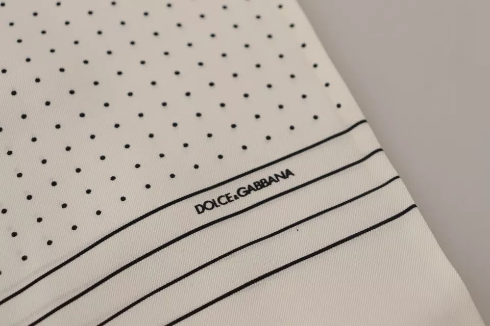 Dolce &amp; Gabbana – Wickelschal aus Seide mit weißen Tupfenmuster und Fransen